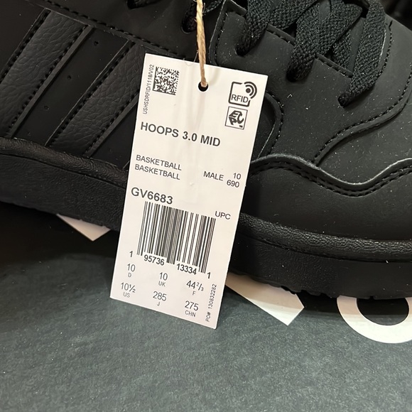 New adidas HOOPS 3.0 Mid Black men’s shoes - Picture 7 of 7